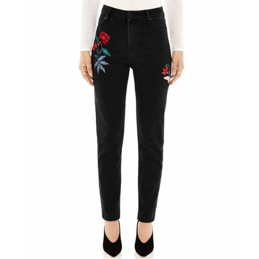 Sandro Embroidered Straight Leg Jeans